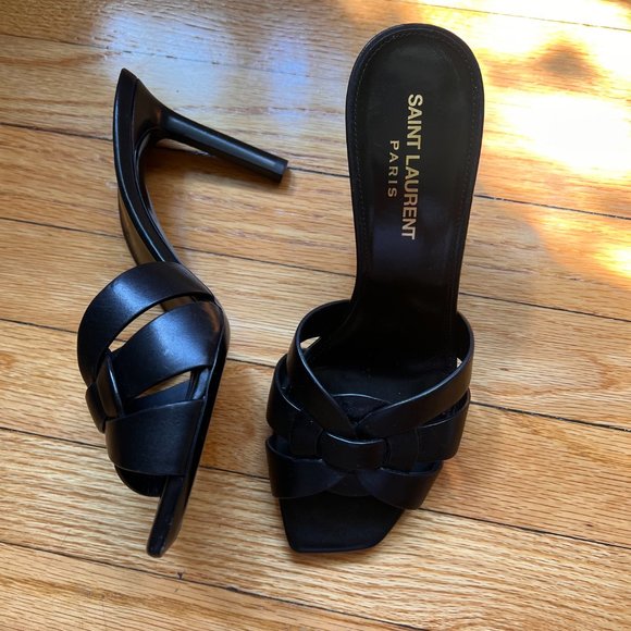 SAINT LAURENT Tribute woven leather mules SZ 36.5 - Picture 12 of 16